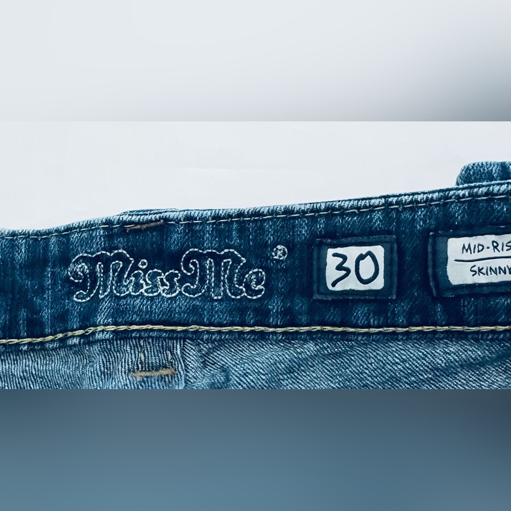 Miss Me Jeans Women’s 30 X 31 Blue Skinny Mid Rise Stretch Denim Rocker - Picture 5 of 10